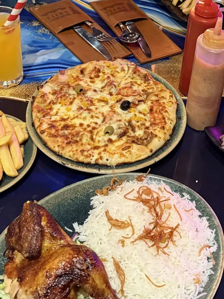 Family-style table at Original Shawarma Grill, Glasgow